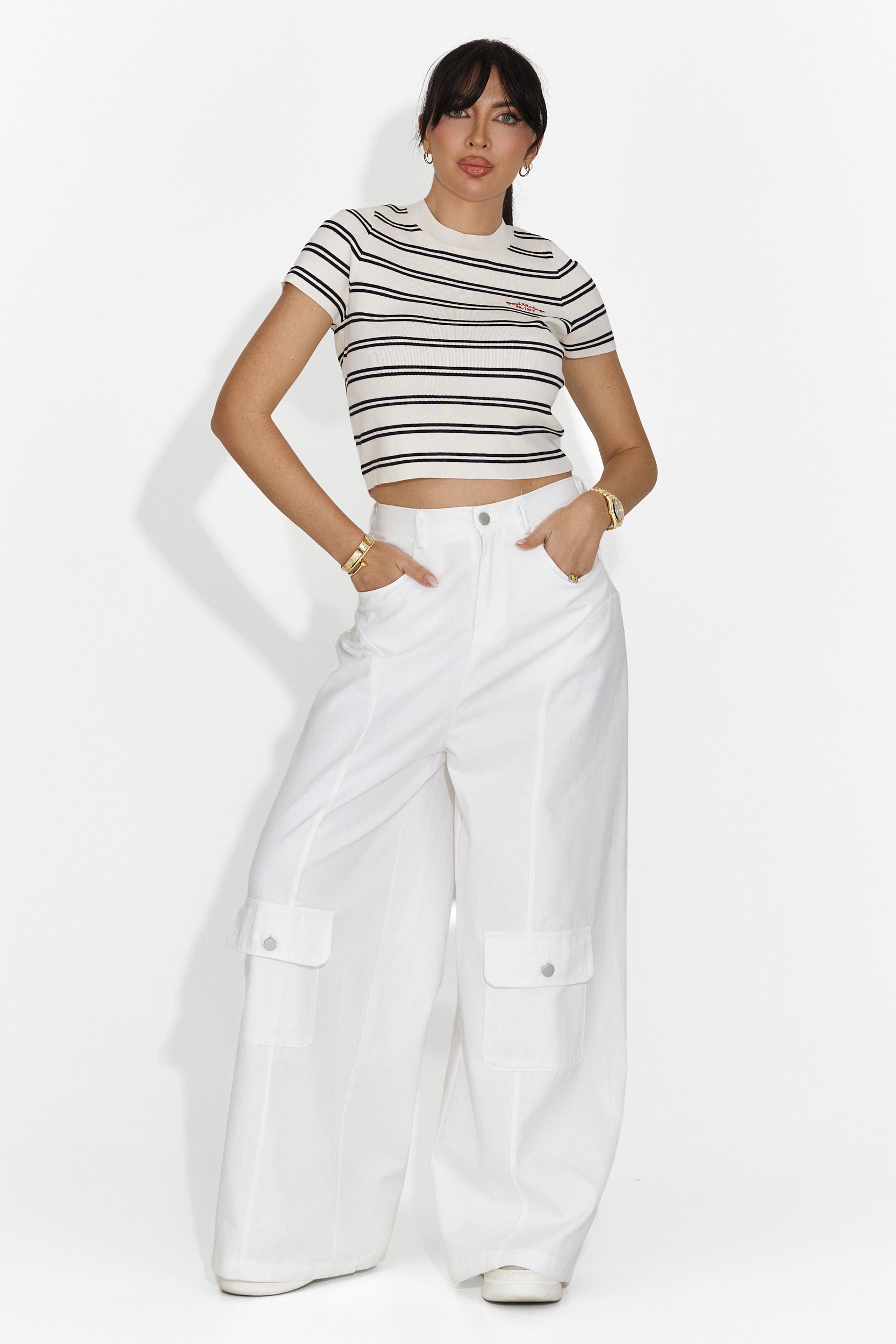 Yolandia Bogas Casualowy Kremowy Damski T-shirt