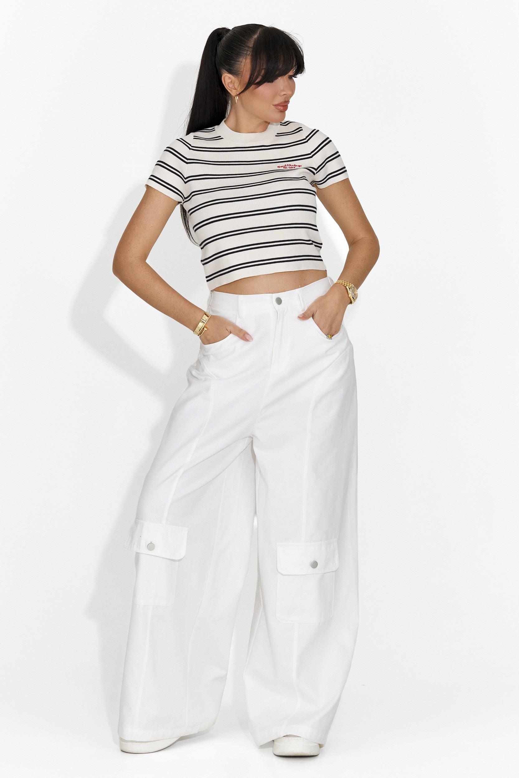 Yolandia Bogas Casualowy Kremowy Damski T-shirt