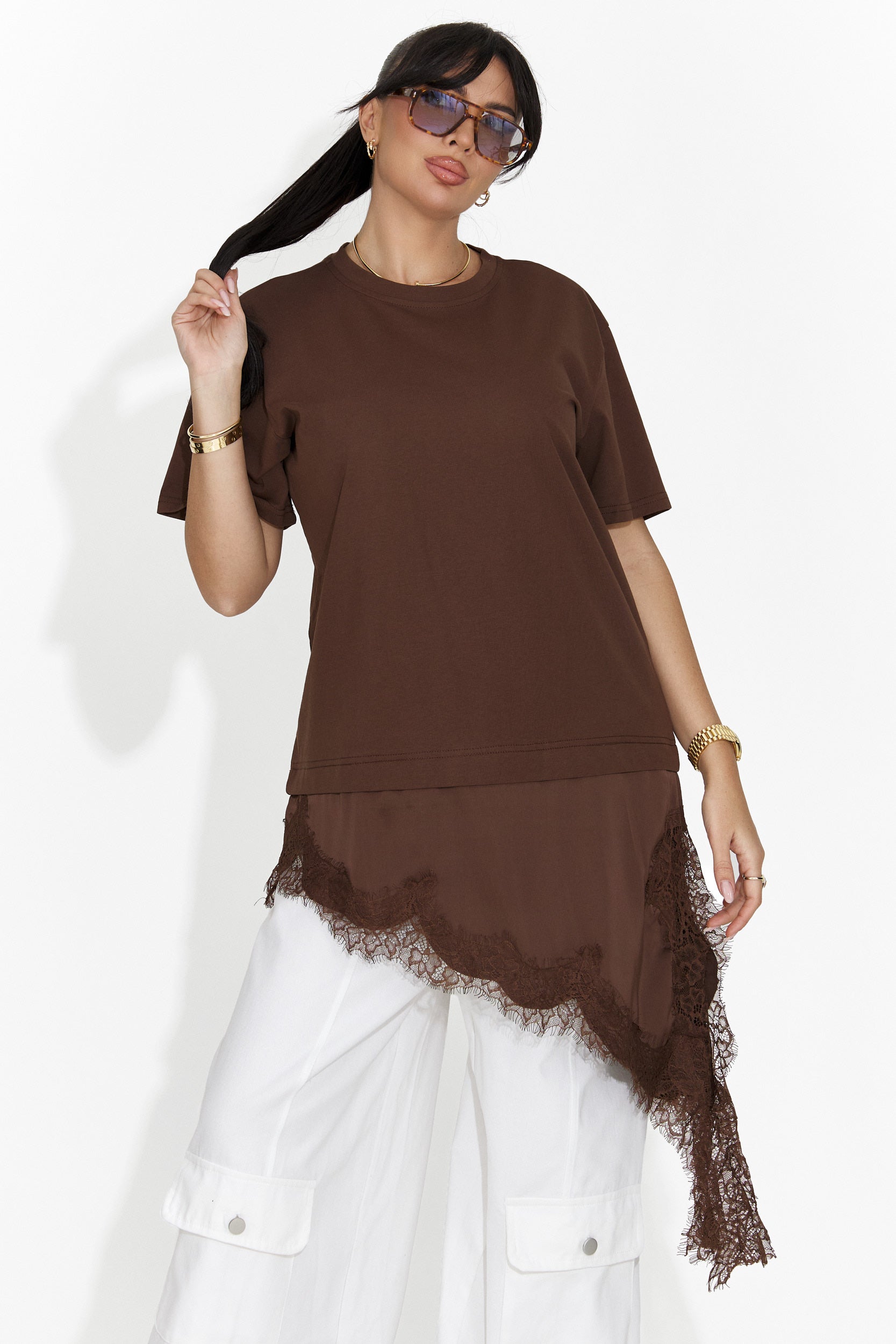 Arkana Bogas Casual Brązowy Damski T-shirt