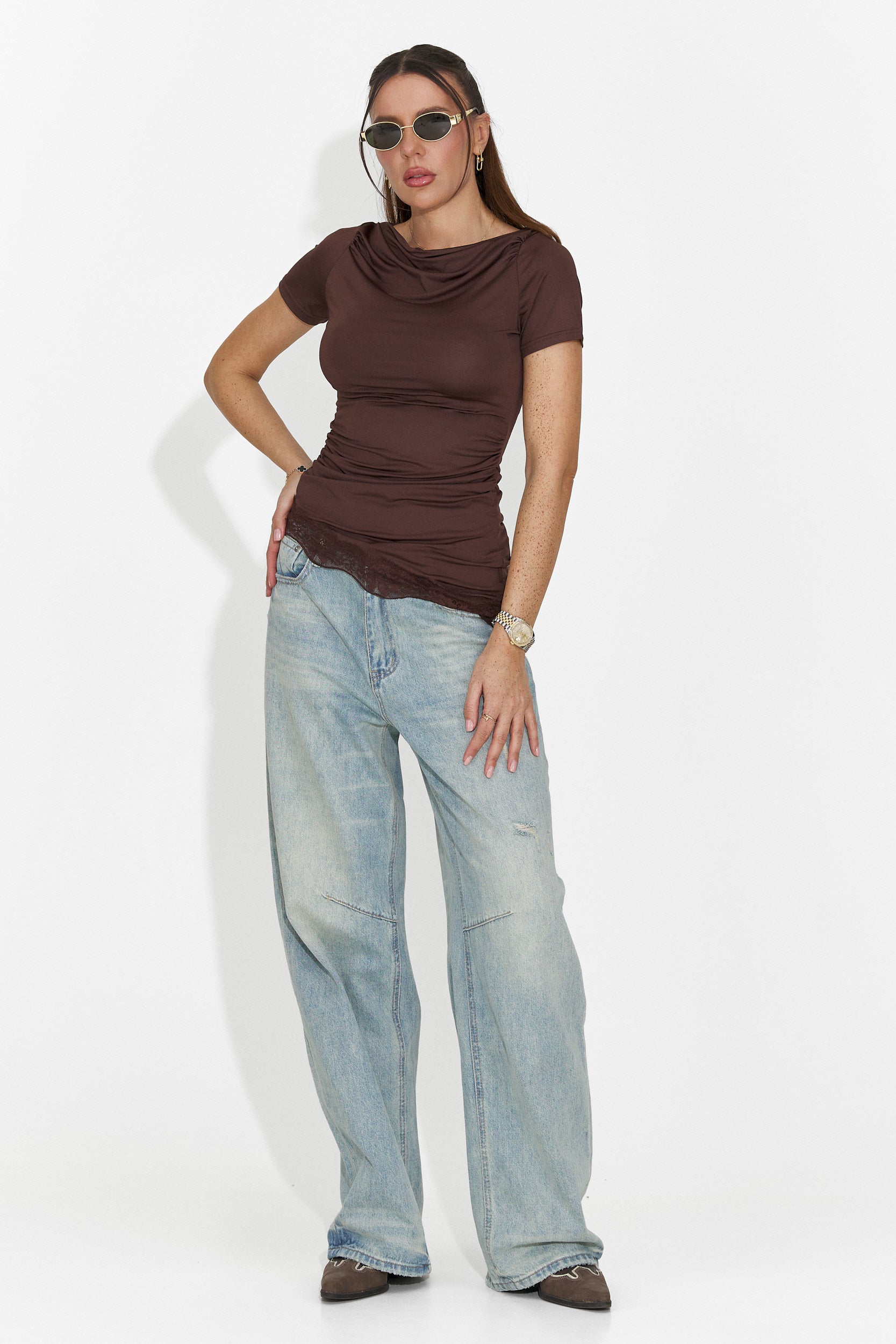 Codzienna brązowa koszulka dla kobiet Arkania Bogas