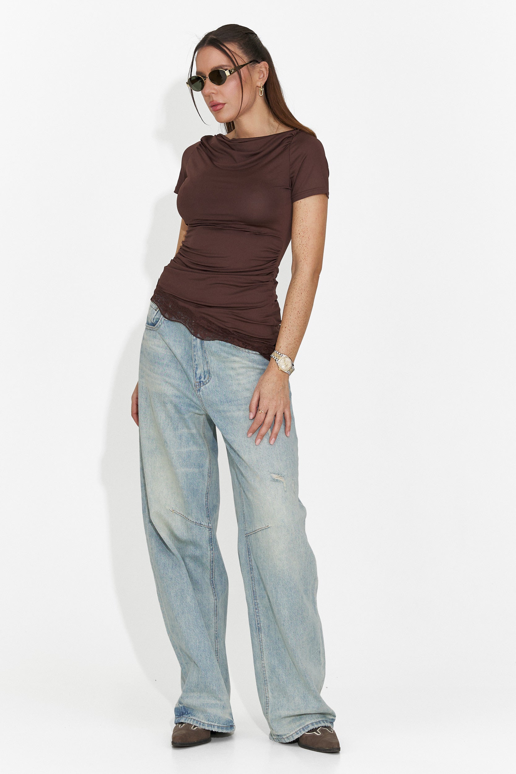 Codzienna brązowa koszulka dla kobiet Arkania Bogas