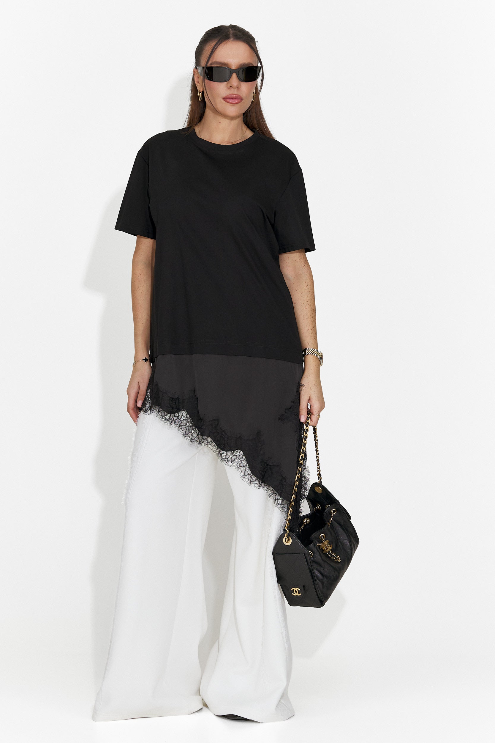 Casualowa Czarna Koszulka dla Kobiet Arkana Bogas