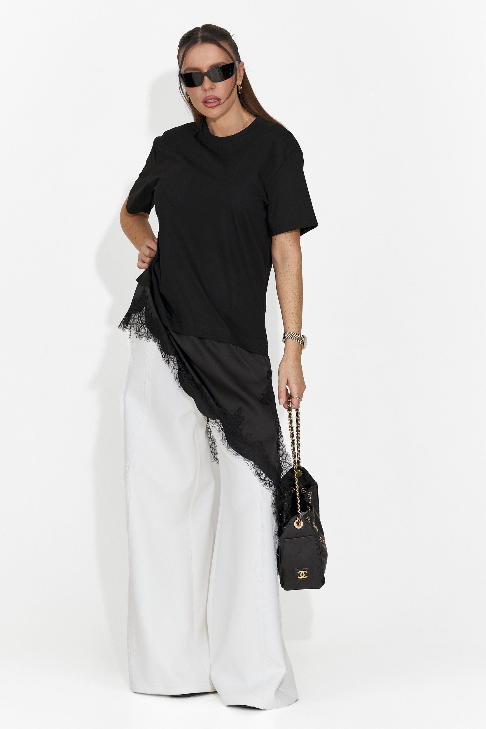 Casualowa Czarna Koszulka dla Kobiet Arkana Bogas