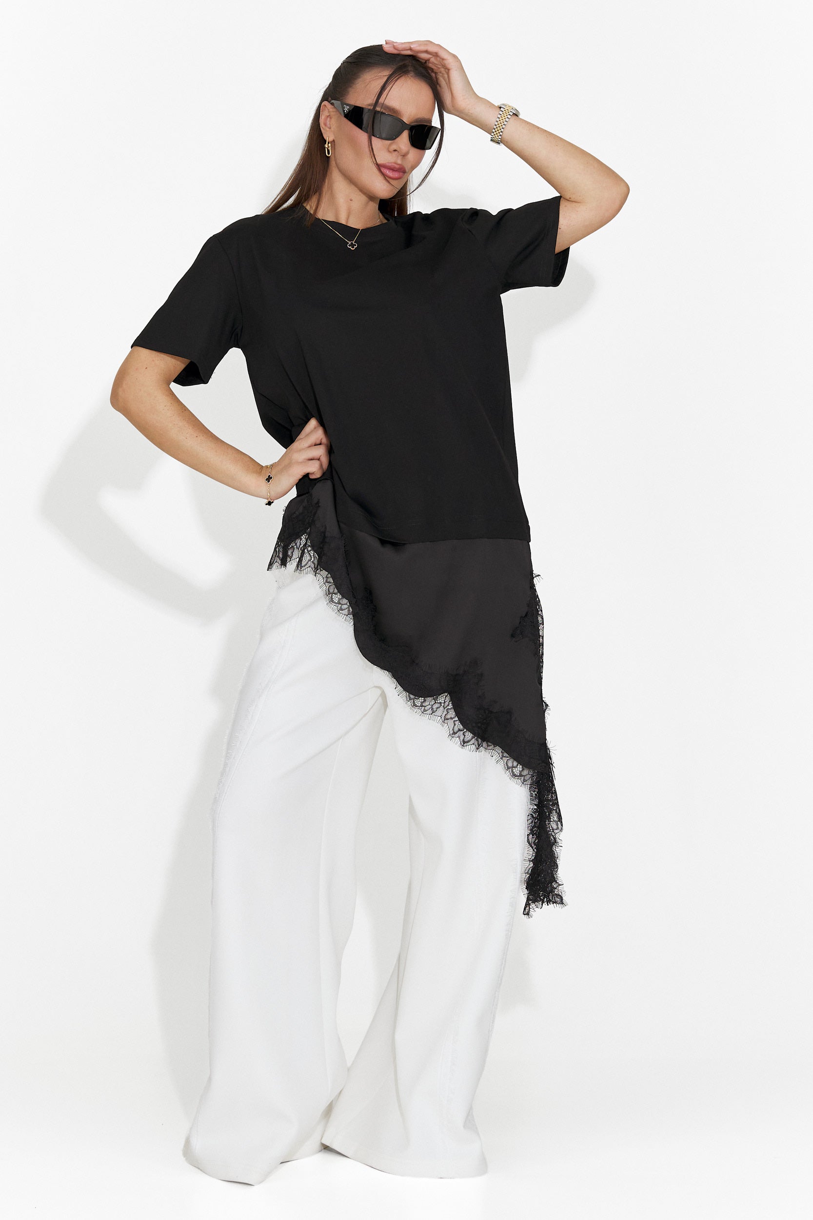 Casualowa Czarna Koszulka dla Kobiet Arkana Bogas