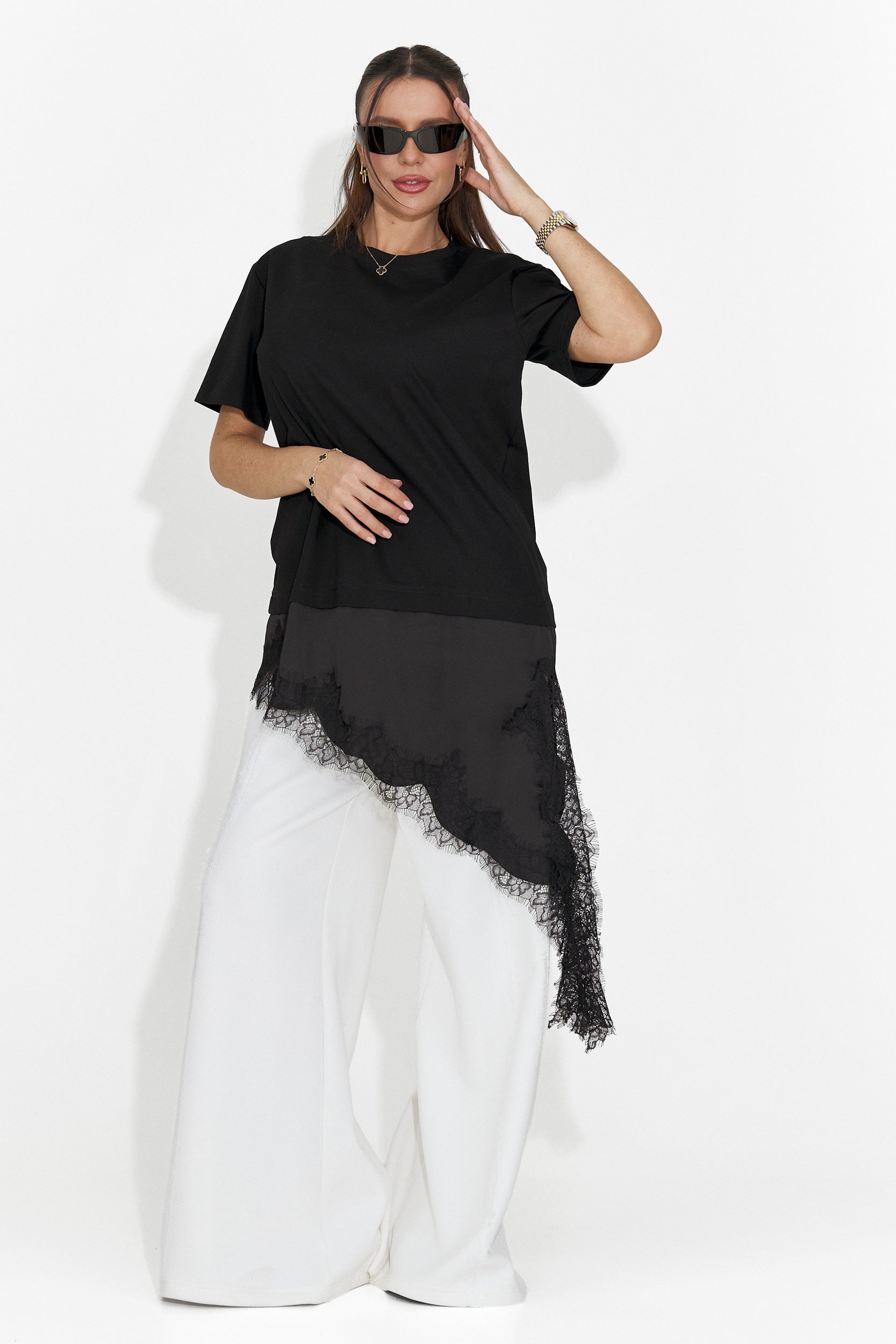 Casualowa Czarna Koszulka dla Kobiet Arkana Bogas