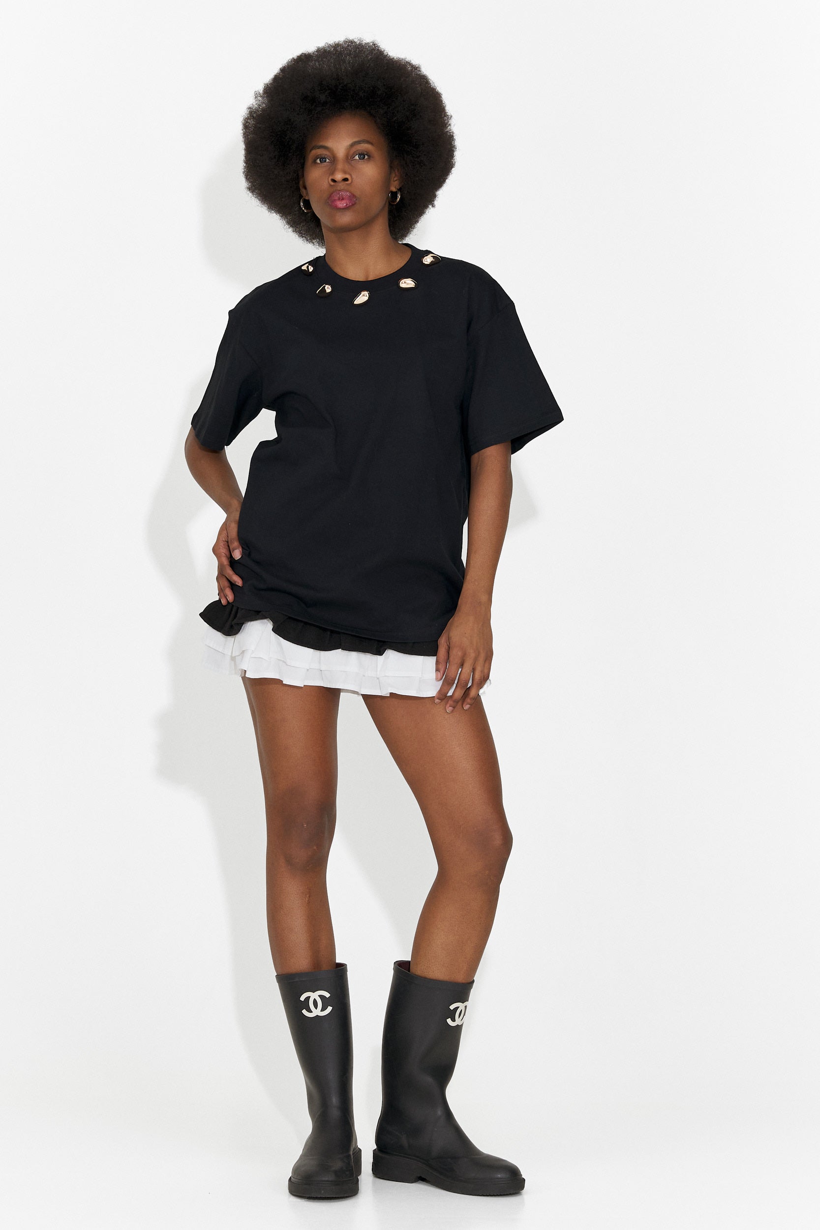 Cristelia Bogas Casualna Czarna Damska Koszulka