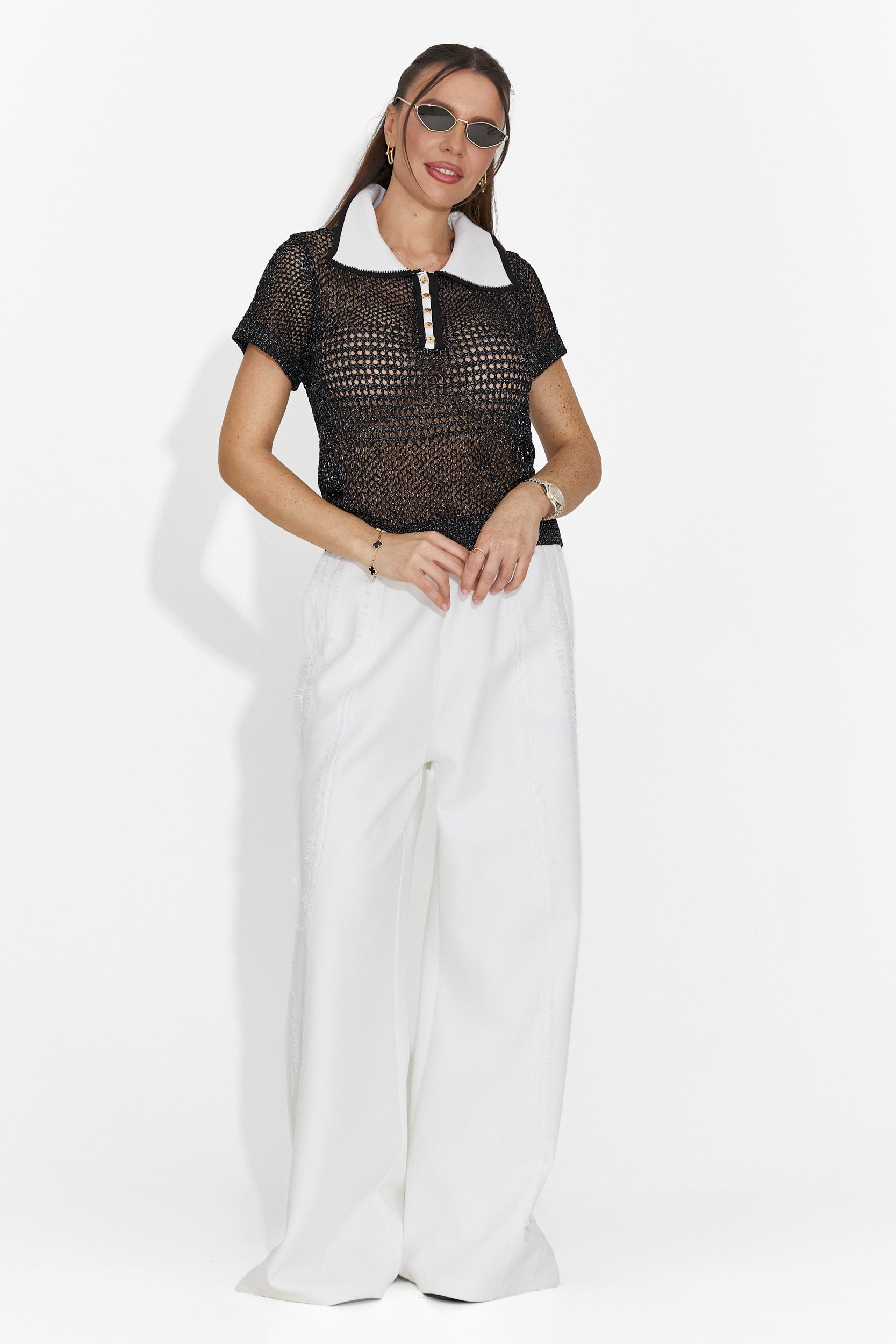 Casualowa Czarna Koszulka dla Kobiet Raluka Bogas