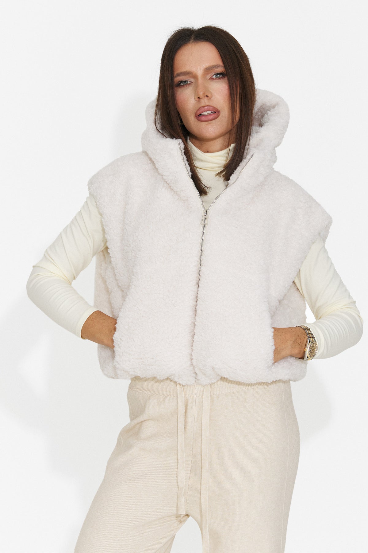 Vesta casual crem Lalaeina Bogas