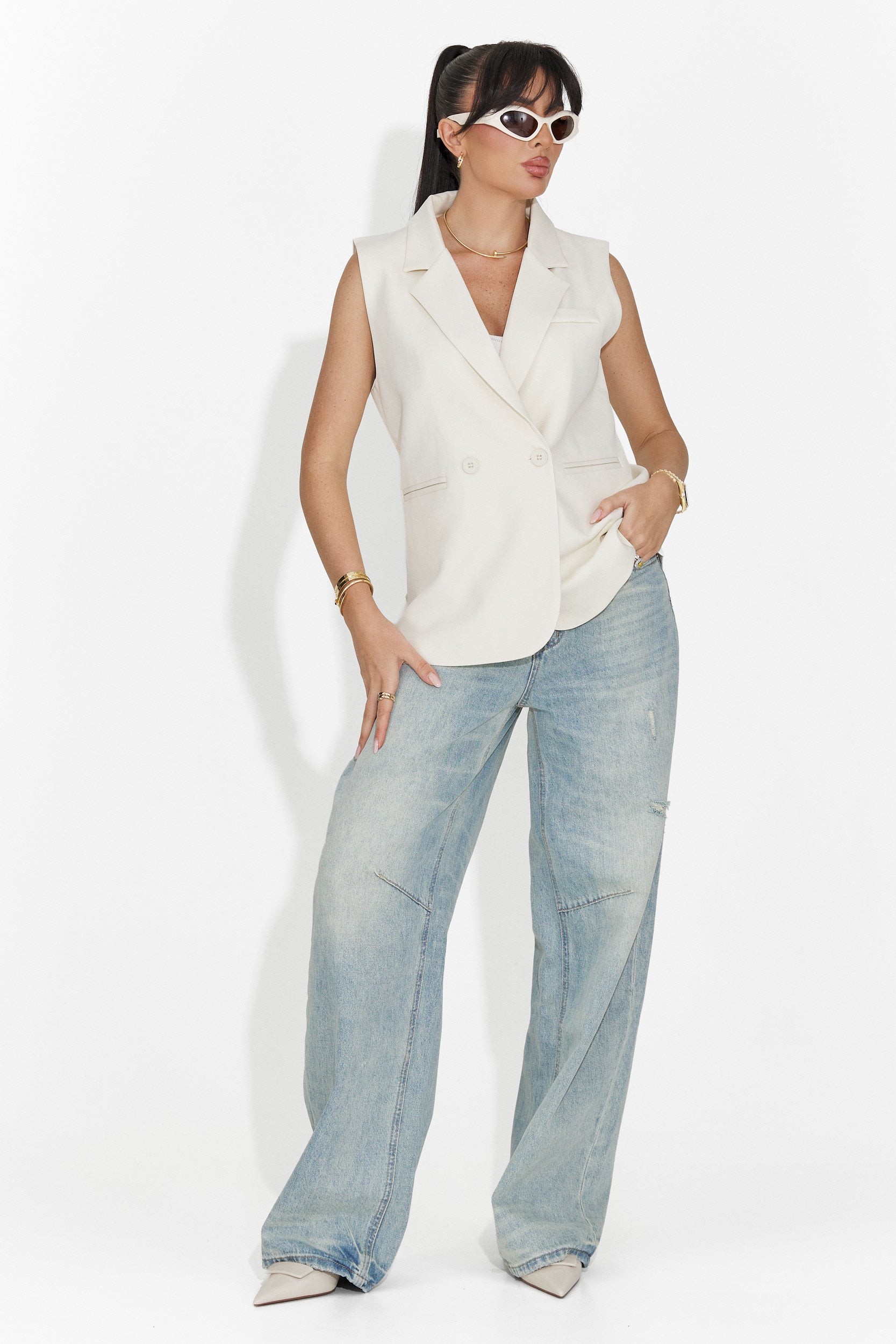 Elegancka Kremowa Kamizelka Dla Pań Meghan Bogas