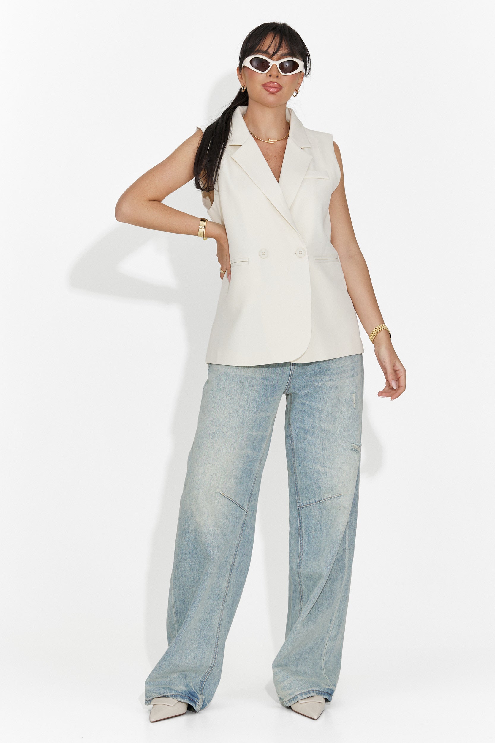 Elegancka Kremowa Kamizelka Dla Pań Meghan Bogas