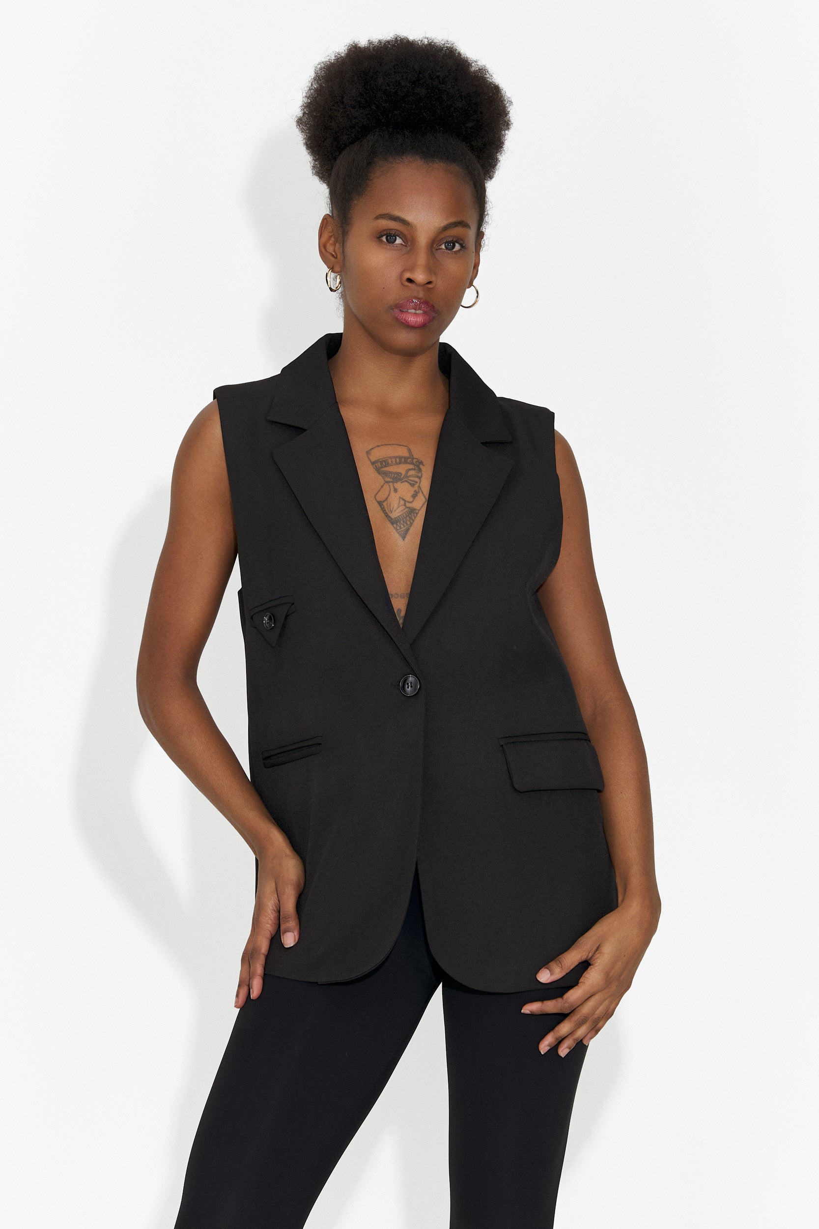 Elegancka Czarna Damska Kamizelka Angili Bogas